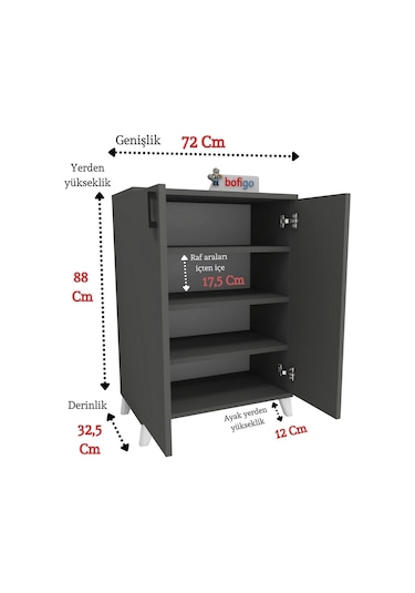 Bofigo 4 Raflı 2 Kapaklı Ayakkabılık Çok Amaçlı Ayakkabı Dolabı Antrasit Bofigo 4 Raflı 2 Kapaklı Ayakkabılık Çok Amaçlı Ayakkabı Dolabı Antrasit