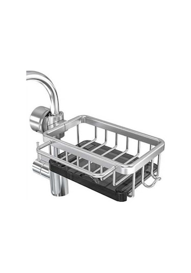 Fastbuy Sünger Tutucu Musluk Üstü Mutfak Lavabo Düzenleyici, Uzay Alüminyum Çıkarılabilir Asılı Musluk Antrasit Gri Renkli Ev Antrasit - Gri