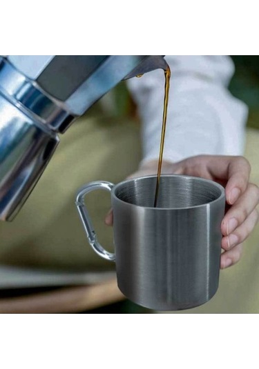 Novahub Piknik Kamp Fincanları - Paslanmaz Çelik, Çift Katmanlı, 2 Li Dağlık Bardak Seti - 72 Altın Altın