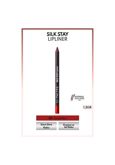 Note Cosmetique Silk Stay Lipliner Suya Dayanıklı İpeksi Dudak Kalemi 08 Scarlet Red