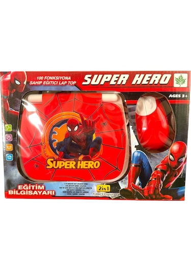 Oyuncak Laptop Spiderman Örümcek Bilgisayar Türkçe-ingilizce 100 Fonksiyonlu Eğitici Oyuncak