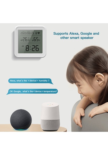 Leezsing Tuya Wifi Isı Ve Nem Sensörü, Akıllı Uygulama Kontrolü, Alexa/google Home Uyumlu, Veri Kaydı, Alarm Fonksiyonu, Geri Aydınlatma Th08