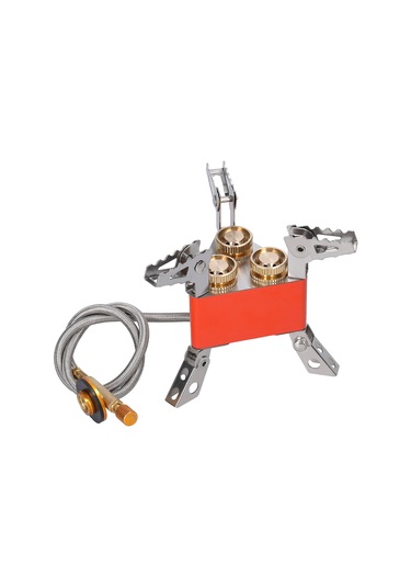 Xindoker Portatif Katlanabilir 3 Ayağlı Kamp Gaz Sobası - 6800w Yüksek Güç, Ayarlanabilir Valf, Turuncu Turuncu