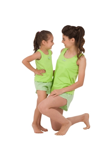 The Don Anne-Kız Fıstık Yeşili Kız Çocuk Şort Takımı (2-8 Yaş)