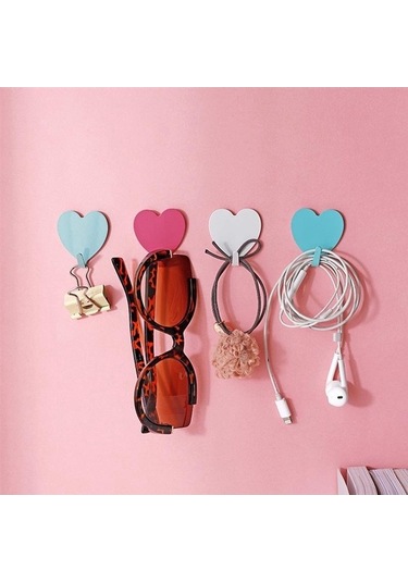 Dancemonkey Cbtx E711 12 Adet Demir Duvara Monte Kalp Şekilli Yapışkan Askılar - Gümüş Renk Gümüş