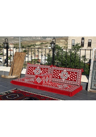 Bakırözü Home 1.kalite Şark Köşesi Takımı Atlantis Kırmızı Modeli Sünger Dahil 4 Parça