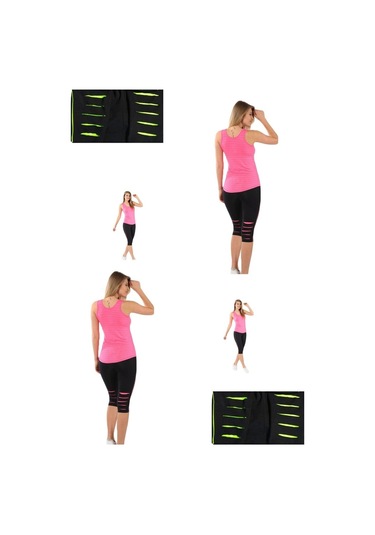 Besttrend Kadın Yırtık Sporcu Kapri Tayt Edy371 Siyah