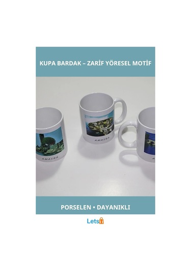 Yöresel Motifli Porselen Kupa Bardak Çok Renkli