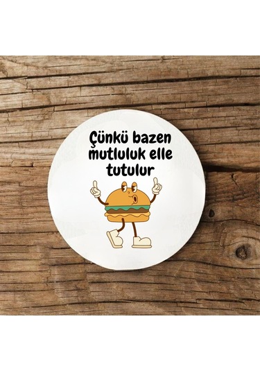 Çünkü Bazen Mutluluk Elle Tutulur Tasarımlı 2 Li Mdf Bardak Altlığı Çok Renkli