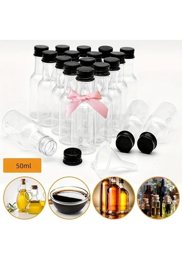 Willowhaven Golden 36 Parça 50 Ml Kapaklı Şeffaf Plastik Mini Likör Şişeleri