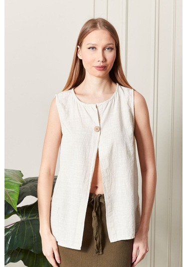 Keten Şık Farklı Tarz Nevin Bluz - Modern Ve Zarif Tasarım Beyaz