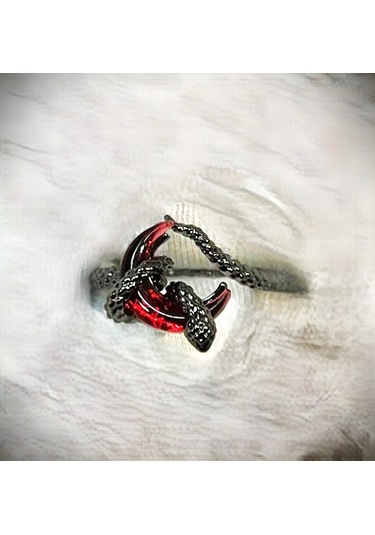 Dükkan Design Yılanlı Kanlı Ay Yüzük Antrasit