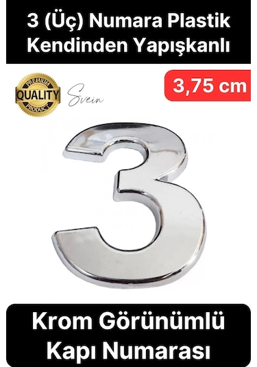 No 3 Kapı Numarası Kendinden Yapışkanlı Masa Dolap Plastik Ev Posta Kutusu Dış Mekan Daire 3,75 Cm