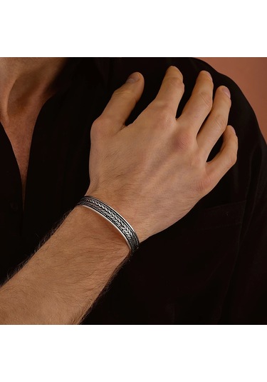 925 Ayar Gümüş Unısex Kelepçe Bileklik Gümüş