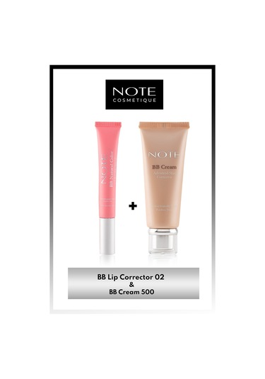 Note Cosmetics Bb Lip Corrector Dudak Parlatıcısı 02 Pembe & Bb Cream 500 Doğal Kapatıcı Spf 15 Bb Krem Makyaj Seti