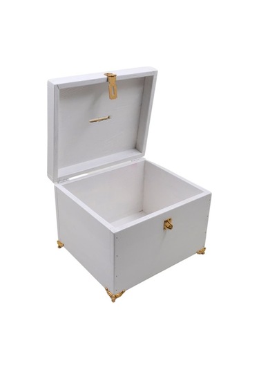 Altın Ayaklı Beyaz Tipbox 23x20x16cm Asma Kilit Hediyeli