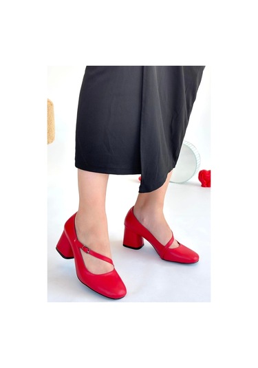 Kier Kırmızı Cilt Kadın Topuklu Ayakkabı Kırmızı