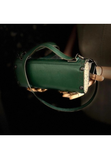 Hakiki Deri, El Yapımı Bayan Çanta, Bayan Cüzdan Larissa V40 Yeşil
