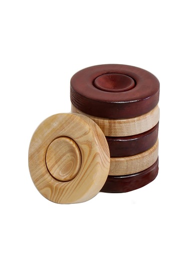 El Yapımı Şimşir Ahşap Tavla Pulu 35 MM