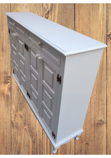 Ayakkabılık Kareli Çok Amaç Model Parlak Beyaz 2 Kapı 2 çekmece