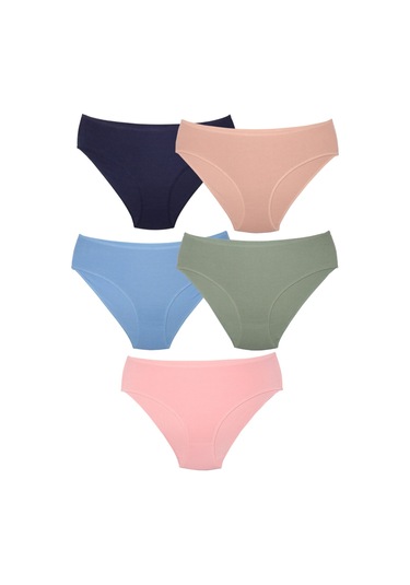 Alya Underwear Kadın Pamuklu Hipster - Slip Külot 5 Farklı Renk 1 Pakette Çok Renkli P14