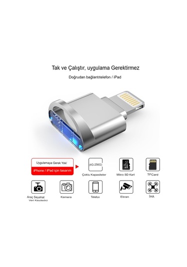 iPhone Uyumlu İpad Micro Sd Kart Okuyucu, Mfi Sertifikalı Lightning - Micro Sd/tf Kart Okuyucu