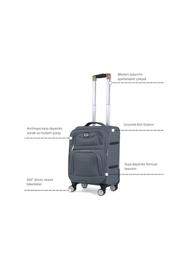 Reymond Luggage Lara Seyahat Valizi, Orta Boy Gri