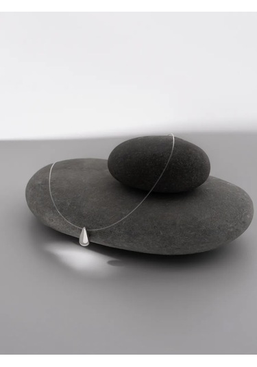 Sılverme Gümüş İpli Damla Kolye, 925 Ayar Gümüş 345917091