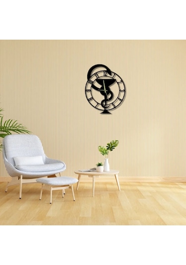 Metal Duvar Saati Eczane Hastanedekoratif Saat Siyah-58 X 58