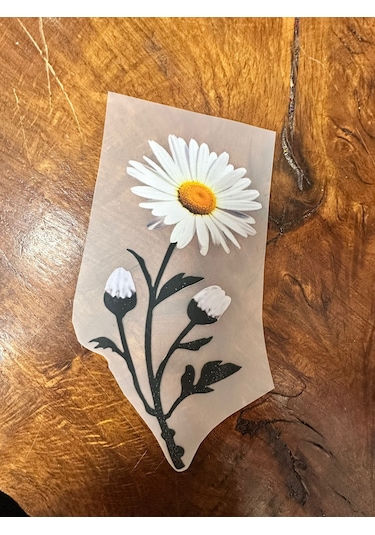 Ütü İle Yapışan Papatya Transfer Baskı Arma 18x9 Cm