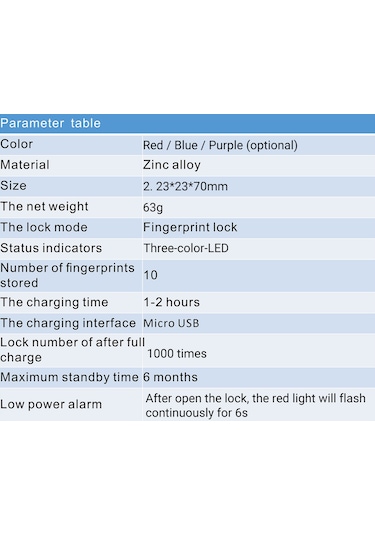 Yaozixa Mq-1017 Akıllı Parmak İzi Kilit - Anahtarsız Hızlı Açma - Üniversite, Spor Salonu, Valiz Uyumlu - Kırmızı - Ipx65 Su Geçirmez