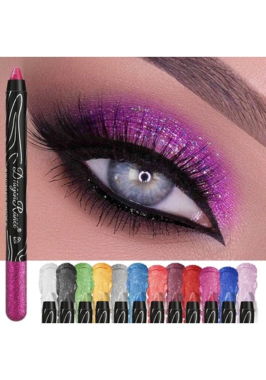 1 Adet Metalik Mor Göz Farı Kalem Glitter İpekböceği Astar Kalem Fosforlu Uzun 01 01
