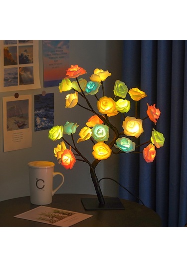 Led Ağaç Gülü Masa Lambası Noel Parti Işığı Dekorasyonu 5 Çok Renkli