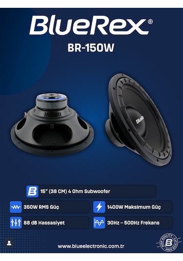 Bluerex Br-150w-1400w Max-350w Rms-kaliteli-profesyonel 38 Cm Kabinli Woofer