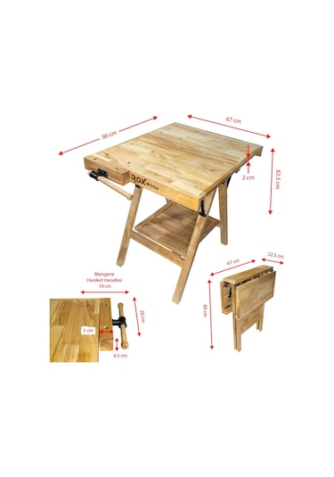 Rox Wood 0338 Mengeneli Katlanır Ahşap Marangoz Çalışma Tezgahı