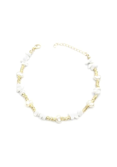 Dorika Taş Halhal - Beyaz Çok Renkli