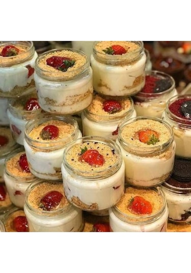 Cam Kavanoz 330Cc Kapaklı Cam Kavanoz Magnolia Bardağı 6 Adet