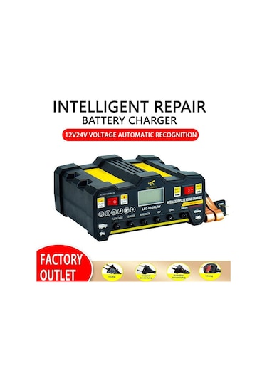 12v24v 220w Araç Akü Şarj Cihazı, Tam Otomatik Yüksek Frekanslı Akıllı Darbe Onarım Şarj Cihazı, Lcd Ekran Yüksek Güçlü Şarj Cihazı