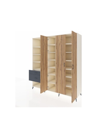 Kronos Dolap 16 Raflı 2 Çekmeceli 3 Kapaklı 220x59x243 Aytaşı-çam/antrasit Atlas Çam/antrasıt