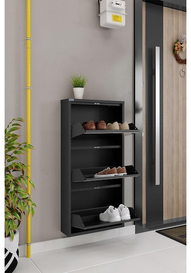 Ceha 3'lü Metal Ayakkabılık - Siyah/Aynalı K.AYK-3/A/P9005