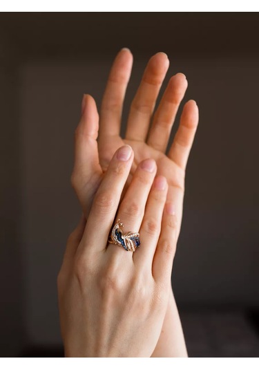 Lamponi Ateş Kuşu Yaldızlı 925 Ayar Gümüş Taşlı Yüzük 183815888 Altın