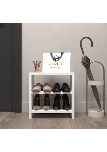 Kenzlife Ayakkabılık Mısri Mat Beyaz Suntalam 035 040 20 Dört Çift Ayakkabı Kapasitesi Arkalıksız Beyaz