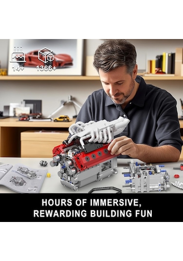 Mould King V12 Engine Model Kit +1366 Parça