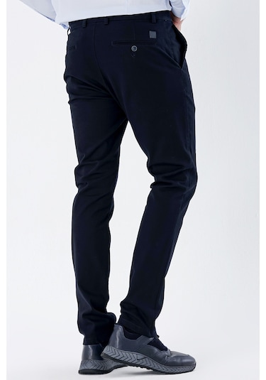 Koyu Lacivert Armürlü %100 Pamuk Yan Cepli Slim Fit Dar Kesim Casual Pantolon 1003235117-koyu Lacivert Koyu Lacivert