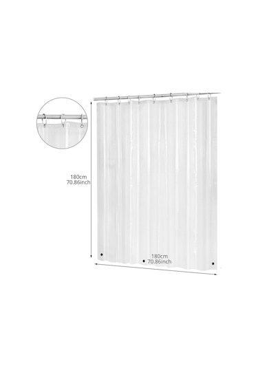 180cmx180cm Plastik Peva Su Geçirmez Duş Perdesi Şeffaf Beyaz Şeffaf Banyo Perdesi Lüks Banyo Perdesi Kancalı Şeffaf
