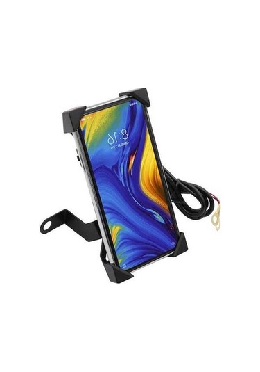 Moly Usb Şarjlı Motosiklet Bisiklet Telefon Tutucu 360 Döner Kartal Pençe Anti-tremor Siyah Siyah