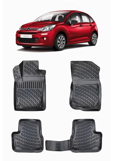 2010-2016 Citroen C3 Havuzlu Paspas Yüksek Kenarlı 1.kalite