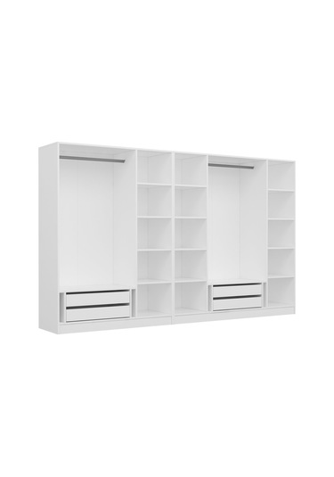 Minar Kale Country 7 Kapak 4 Çekmece Zincir Dolap - Beyaz 190cm Beyaz