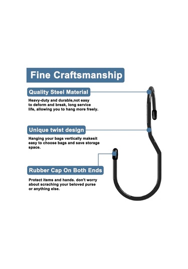 Dianziye Siyah Dolap Dönüşümlü Kanca Seti Çanta Ve Aksesuar İçin 12 Adet Dayanıklı Kauçuk Kaplama İle 5 İnç Uzunlukta Çift Açık Bölmeli