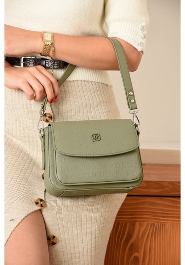 Just Polo Yeni Sezon Kolon Askılı 4 Bölmeli Kadın Omuz Çantası Ve Cüzdan Kombini Pbu217402 Yeşil Taba Yeşil - Taba